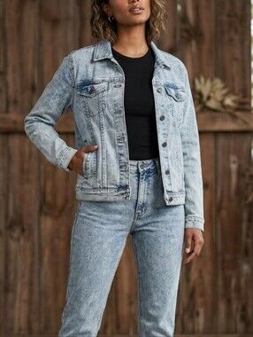 Y2K Acid Washed Denim Button Down Jean Jacket